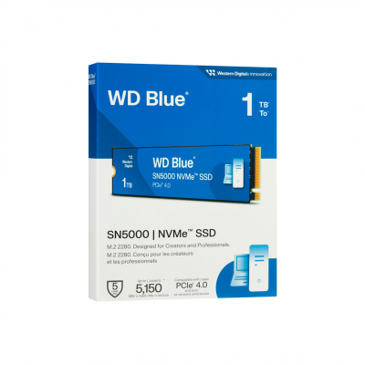 Твердотельный накопитель 1000GB SSD WD BLUE SN5000 M.2 2280 NVMe 4.0 R5150MB/s W4900MB/s WDS100T4B0E
