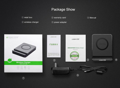 Беспроводное зарядное устройство Ugreen CD121 <BLACK, 30385> Беспроводное зарядное устройство Ugreen CD121 <BLACK, 30385>