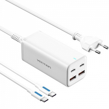 Зарядный блок Vention FBSWG-EU <4-Port USB (C + C + A + A) GaN Charger (100W/100W/18W/18W) EU-Plug>