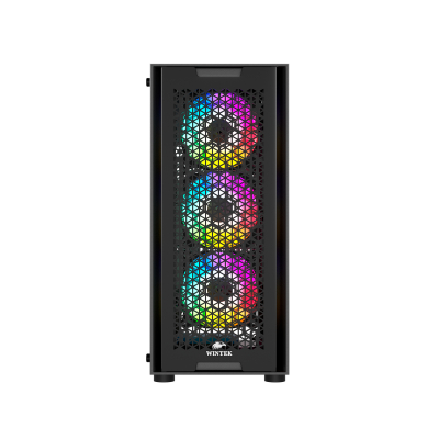 Корпус Wintek Andromeda PRO E306M-B TG, ATX/Micro ATX, USB 2*3.0/1*2.0, 0,5mm, 3*12cm RGB fan, Black