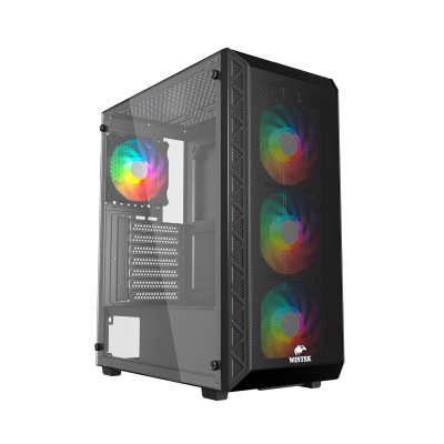 Корпус Wintek Mars PS195-6-M-B TG, ATX/Micro ATX, USB 1*3.0/2*2.0, 0,45mm, 4*12cm ARGB fan, Black