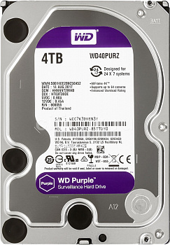 Жесткий диск HDD 4Tb Western Digital Purple WD40PURZ V2 <SATA-III, 5400rpm, 3.5", 6.0 Gb/s, 64M>
