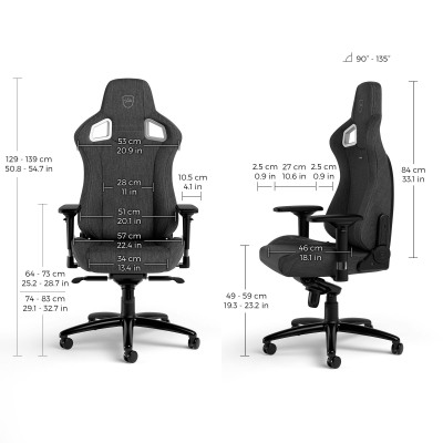 Игровое кресло Noblechairs EPIC TX Gaming Chair-anthracite <Ткань, подлокотник 4D, газлифт 4>
