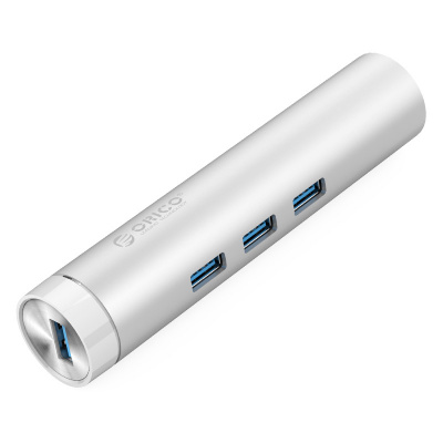 USB Хаб ORICO ARH3L-U3-SV <USB3.0 Type-A/Type-C, USB3.0x3, RJ45, SILVER>