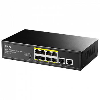 Коммутатор PoE+  8-портовый CUDY FS1010PG <8-Port 10/100M PoE+ Switch with 2 Uplink GbE, 120W>