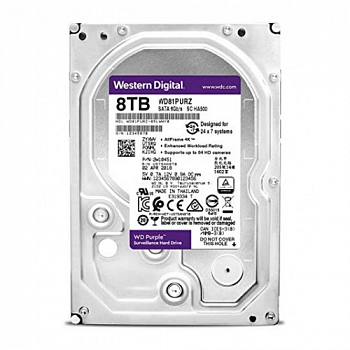 Жесткий диск HDD 8Tb Western Digital Purple, SATA-III, 3,5 IntelliPower 256MB (WD81PURZ)