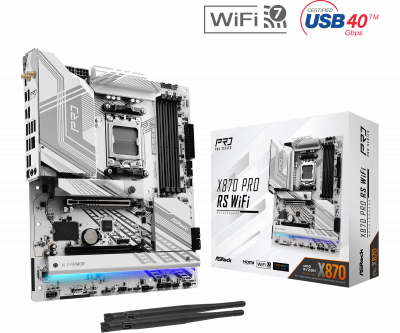 Материнская плата ASRock X870 PRO RS WIFI AM5 4xDDR5 4xSATA3 3xM.2 1xHDMI 2xType-C ATX