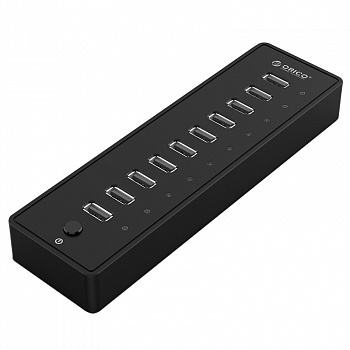 USB Хаб ORICO P10-U2-V1-EU-BK-BP <10 USB2.0, DC 12V 2.5A> V2