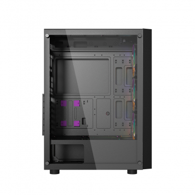 Корпус Wintek Andromeda D531-B TG, Micro ATX, USB 2*3.0/1*2.0, HD+Mic, 0,5mm, 3*12cm RGB fan, black