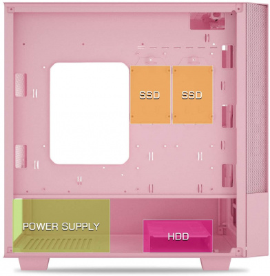 Корпус ПК без БП DarkFlash DLV22 PINK <ATX, 2x3.5, 2xUSB 3.0, Audio, 440x215x443mm >