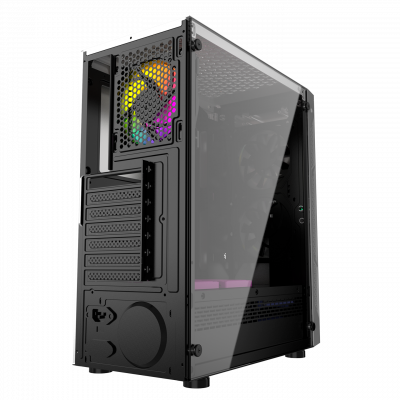 Корпус Wintek Light JX188-7-W TG, ATX/Micro ATX, USB 1*3.0/2*2.0, HD-Audio+Mic, 0,5 mm, 1*12cm fRGB 