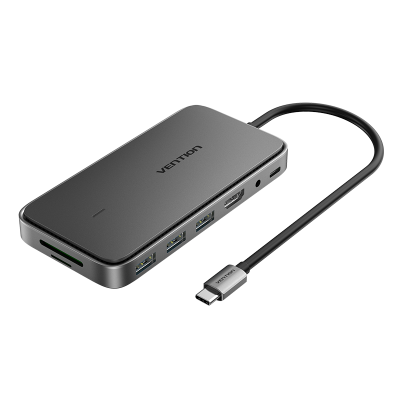 Докстанция Vention TPYBB <USB-C to HDMI/USB 3.1 Gen 2-Ax2/USB 2.0/M.2 NGFF/SD/TF/PD/DC 3.5mm SSD En>