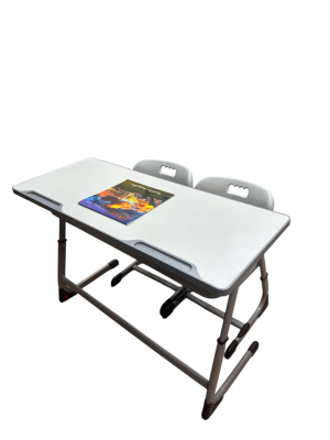 Комплект двухместный парта+стул <стол, два стула, регулировка высоты>