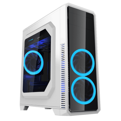 Корпус ПК без БП GameMax G561-White <ATX, 3x120, USB2.0x2, USB3.0x1, HD Audio 452x200x424mm> v2
