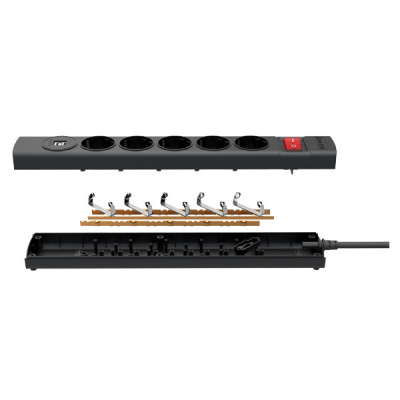 Сетевой фильтр Huntkey USB SGA607 3M <2*USB Черный, 5 роз, 3m> v.2