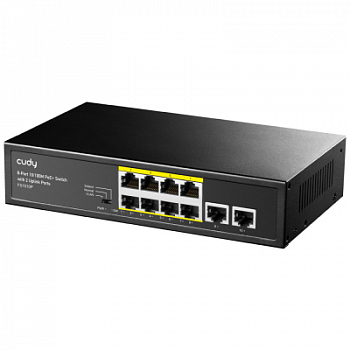 Коммутатор PoE+  8-портовый CUDY FS1010P <8-Port 10/100M PoE+ Switch with 2 Uplink Ports 120W>
