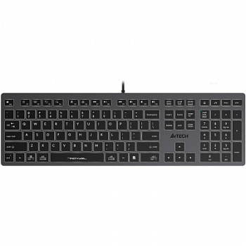 Клавиатура A4tech Fstyler FX60H-White-LED <USB, SLIM, USB-HUB*2, серый корпус, белая подсветка>