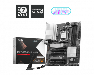 Материнская плата MSI PRO B840-P WIFI AM5 4xDDR5 4xSATA3 RAID 2xM.2 1xHDMI 1xType-C ATX Материнская плата MSI PRO B840-P WIFI AM5 4xDDR5 4xSATA3 RAID 2xM.2 1xHDMI 1xType-C ATX
