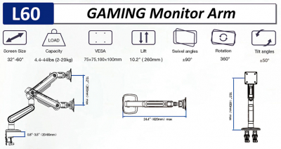 Крепление для монитора North Bayou L60 <32''-60''>
