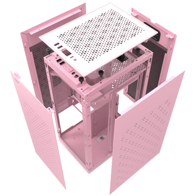 Корпус ПК без БП DarkFlash DLH21 PINK <ITX, 1x3.5, 2xUSB 3.0, 1xType C, 238.8*175*412mm >