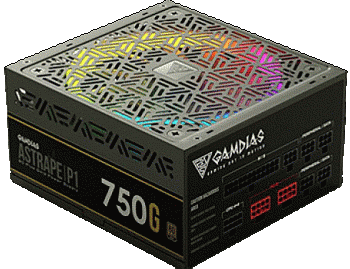 Блок питания ПК  900W GAMDIAS ASTRAPE P1-750G 80PLUS GOLD <750W, RGB, APFC,135mmFAN>
