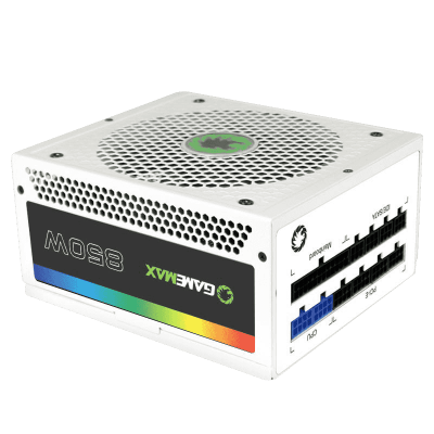 Блок питания ПК  850W GameMax RGB-850 <12cm fan, with APFC, 1x24PIN,1x12V8pin(4+4),8xSATA> Белый