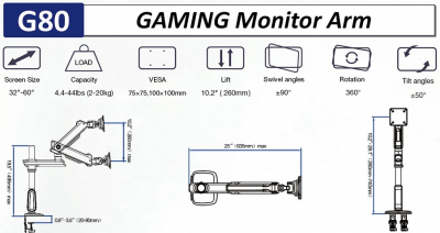 Крепление для монитора North Bayou G80 <32''-60''>