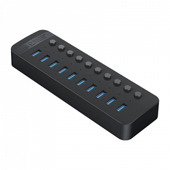 USB Хаб ORICO CT2U3-10AB-EU-BK-BP <Type-A to Type-B Cable, Power Supply 12V 4A(48W), USB3.0 * 10>