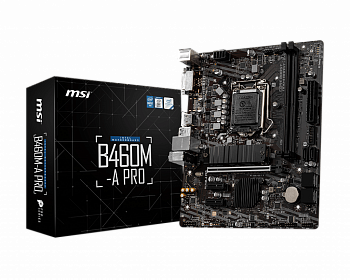 Материнская плата S-1200 MSI iB460 B460M-A PRO <mATX, DVI+HDMI, SB, GNIC, 2DDR4, PCIx16, 2PCIx1I>