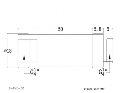 Фитинг удлинитель резьбовой Bykski B-EXJ-50 <50мм, Размер резьбы: G1/4, Silver>