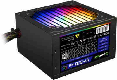 Блок питания ПК  500W GameMax VP-500-RGB <500W, RGB, APFC, 120mm, 4xSATA, 3x4PIN>