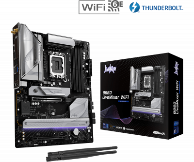 Материнская плата ASRock B860M LIVEMIXER WIFI LGA1851 4xDDR5 4xSATA 3xM.2 1xHDMI 1xThund4 WiFi mATX