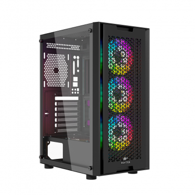 Корпус Wintek Andromeda D531-B TG, Micro ATX, USB 2*3.0/1*2.0, HD+Mic, 0,5mm, 3*12cm RGB fan, black