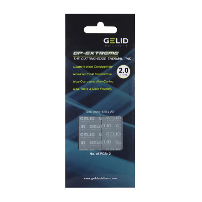 Термопрокладка, heatsink compound, Gelid GP-Ultimate, 120x20x2mm, 3.2g/cm3, (2шт/уп)