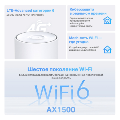 Маршрутизатор Mesh-системы Wi-Fi 6 AX1500 с 4G+ модемом Deco X10-4G (1-pack)