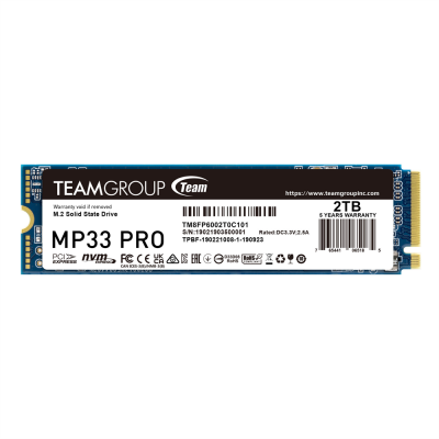 Твердотельный накопитель 2000GB SSD TeamGroup MP33 PRO M.2 NVMe R3500Mb/s W3000MB/s TM8FPD002T0C101