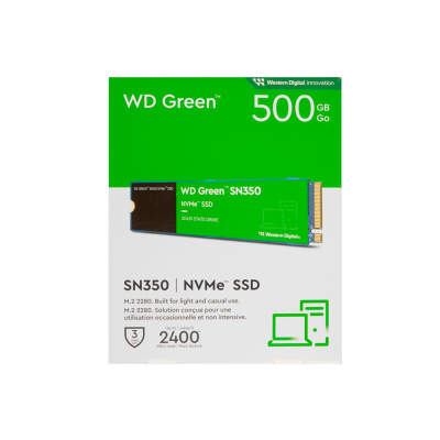 Твердотельный накопитель  500GB SSD WD GREEN SN350 M.2 2280 NVMe x4 R2400Mb/s W1500Mb/s WDS500G2G0C