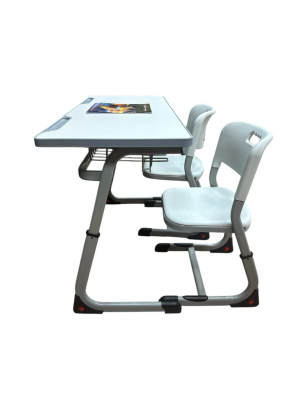 Комплект двухместный парта+стул <стол, два стула, регулировка высоты>