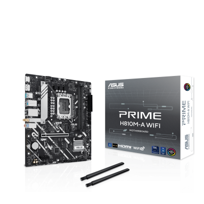 Материнская плата ASUS PRIME H810M-A WIFI, LGA1851 H810 2xDDR5 4xSATA 2xM.2 HDMI DP USB-C mATX