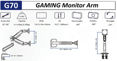 Крепление для монитора North Bayou G70 <32''-60''>