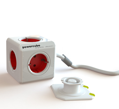 Разветвитель Allocacoc PowerCube Extended с кабелем 1.5М RED 1.5mm2 <EU розетка, 3680W, 16A/250V>