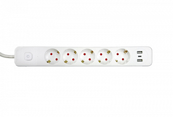Сетевой фильтр S SMART SM-GS05BK3U-5M ϟ <белый, 16А, 5роз, 5М, EU, 2*USB, Type-C>