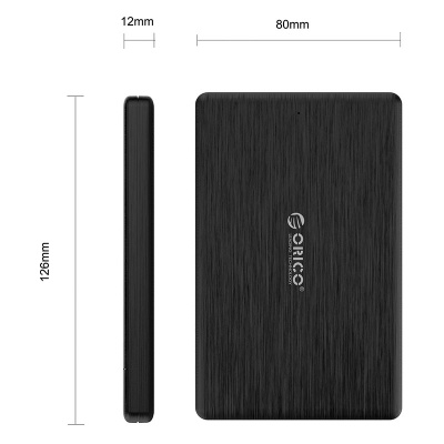 Внешний корпус HDD 2.5" ORICO 2578U3-BK-EP <5Gbps, USB3.0, Micro B, до 2 ТБ, 7mm, 126*80*12mm>
