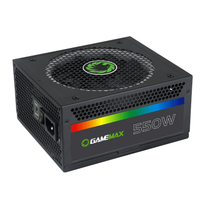 Блок питания ПК  550W GameMax RGB-550 <450W, 12cm fan, with APFC, 1x24PIN,1x12V8pin(4+4),6xSATA, МК>