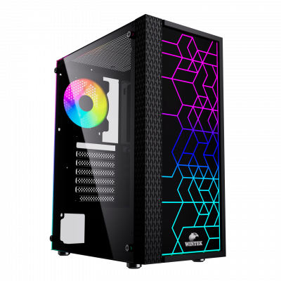 Корпус Wintek Mosaic PW09-05-B TG, ATX/Micro ATX, USB 1*3.0/2*2.0, HD-Audio+Mic, 0,5 mm,1*12cm fRGB
