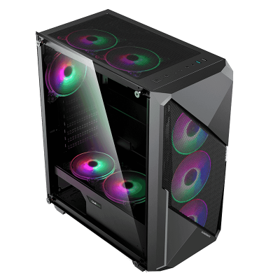 Корпус ПК без БП GameMax Revolt <ATX, 1x120mmRGB, USB2.0x2, USB3.0x1, 400x185x470mm>