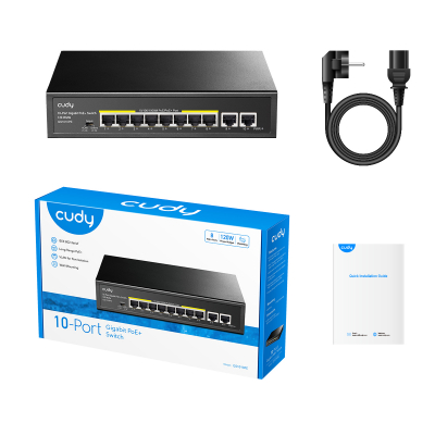 Коммутатор PoE+ GbE  8-портовый CUDY GS1010PE <8-Port Gigabit PoE+Switch 2 Uplink GbE, 120W>