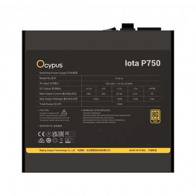 Блок питания Ocypus Iota P750 Черный 750W Full Modular, 80+ GOLD, КПД 91% Iota-P750-G1FFBK024X-EU